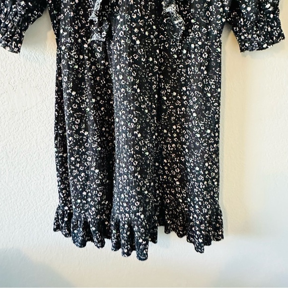 Zara Regencycore Floral Print Puffy Sleeve Black Dress Size Large - Picture 5 of 11